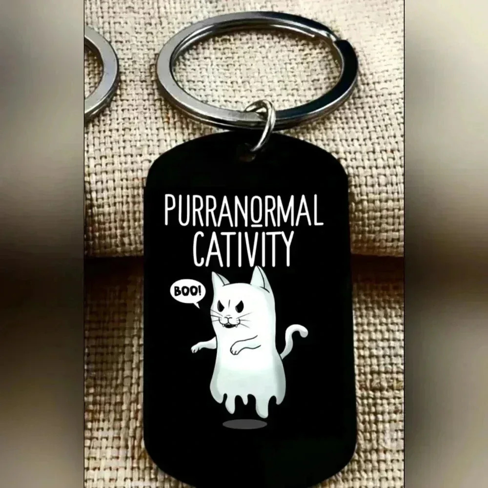 Purranomal cativity hot boo ghost kitty Cat funny Keychain